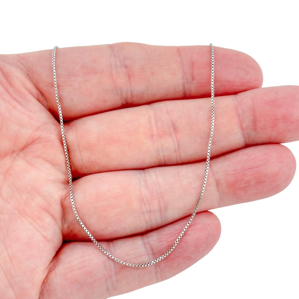 Vintage Italy Sterling Silver 925 Box Chain Necklace 18"